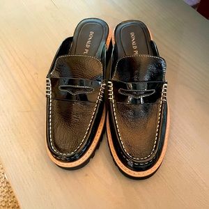 Donald Pliner Hillie Patent Leather Penny Lug Sole Loafer Mules